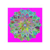 Square Matte Paper Poster Featuring Hand - Drawn Bright Mandala Art - Magenta - Blululi