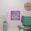 Square Matte Paper Poster Featuring Hand - Drawn Bright Mandala Art - Magenta - Blululi