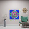 Square Matte Paper Poster Featuring Hand - Drawn Bright Mandala Art - Medium Blue - Blululi