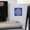 Square Matte Paper Poster Featuring Hand - Drawn Bright Mandala Art - Medium Blue - Blululi