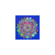 Square Matte Paper Poster Featuring Hand - Drawn Bright Mandala Art - Medium Blue - Blululi
