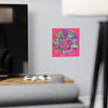 Square Matte Paper Poster Featuring Hand - Drawn Bright Mandala Art - Medium Pink - Blululi