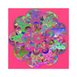 Square Matte Paper Poster Featuring Hand - Drawn Bright Mandala Art - Medium Pink - Blululi