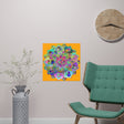 Square Matte Paper Poster Featuring Hand - Drawn Bright Mandala Art - Orange - Blululi