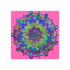 Square Matte Paper Poster Featuring Hand - Drawn Bright Mandala Art - Pink - Blululi