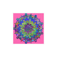 Square Matte Paper Poster Featuring Hand - Drawn Bright Mandala Art - Pink - Blululi