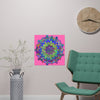 Square Matte Paper Poster Featuring Hand - Drawn Bright Mandala Art - Pink - Blululi