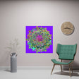 Square Matte Paper Poster Featuring Hand - Drawn Bright Mandala Art - Purple - Blululi