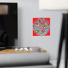 Square Matte Paper Poster Featuring Hand - Drawn Bright Mandala Art - Red - Blululi