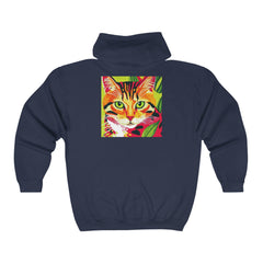Striped Cat Hoodie - Colorful Savana Design Hoodie - Blululi