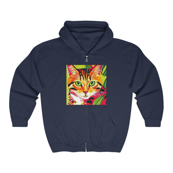 Striped Cat Hoodie - Colorful Savana Design Hoodie - Blululi