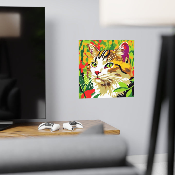 Striped Cat in Lush Savanna Poster Poster - Blululi