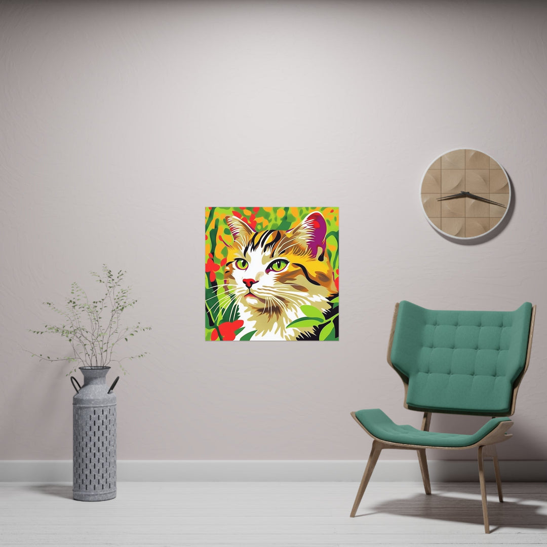 Striped Cat in Lush Savanna Poster Poster - Blululi