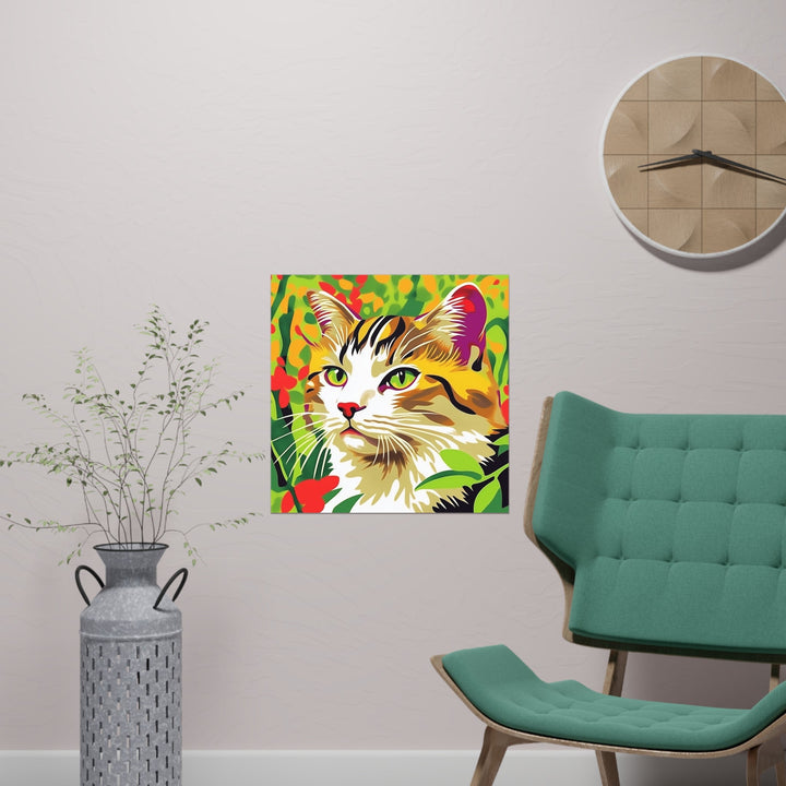 Striped Cat in Lush Savanna Poster Poster - Blululi