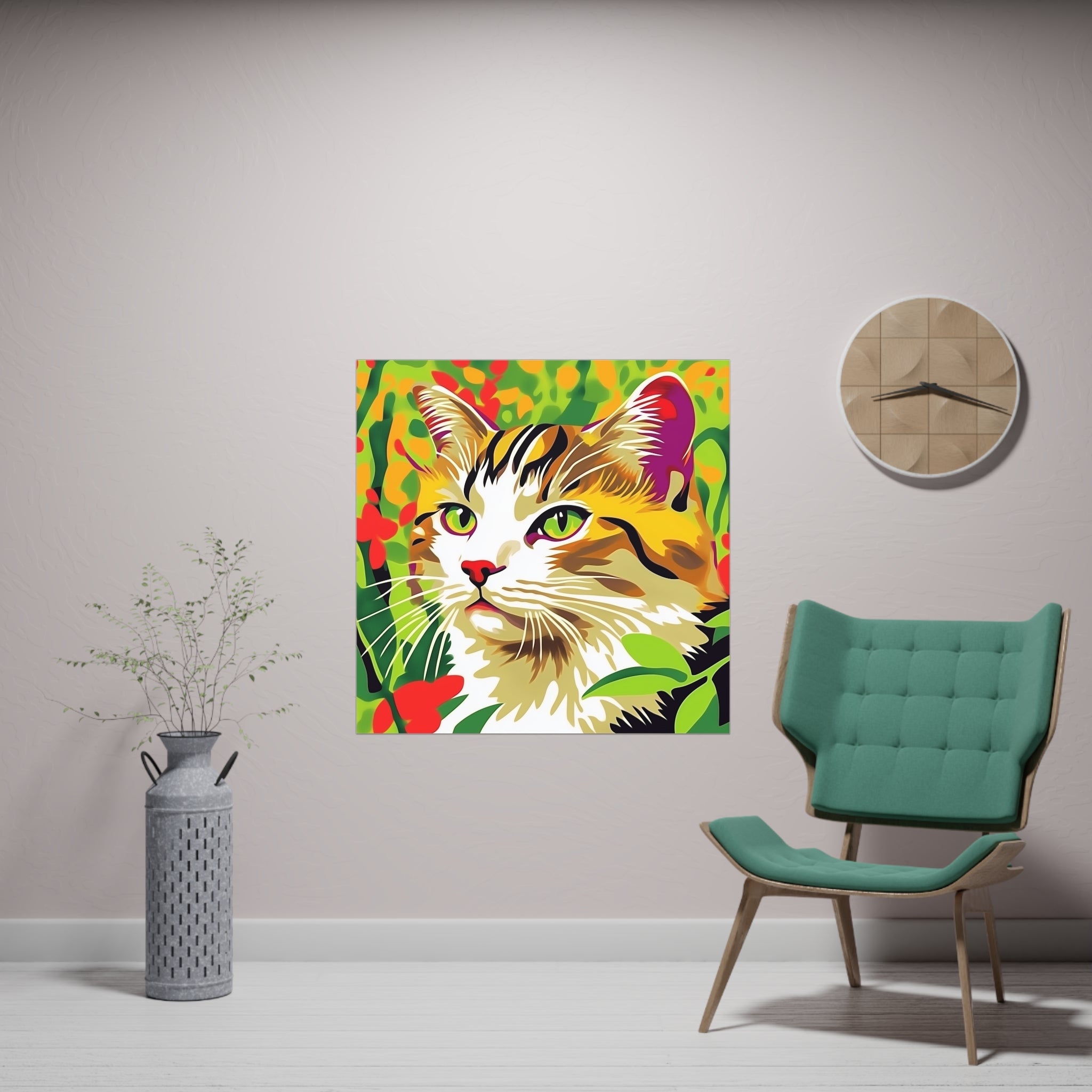 Striped Cat in Lush Savanna Poster Poster - Blululi