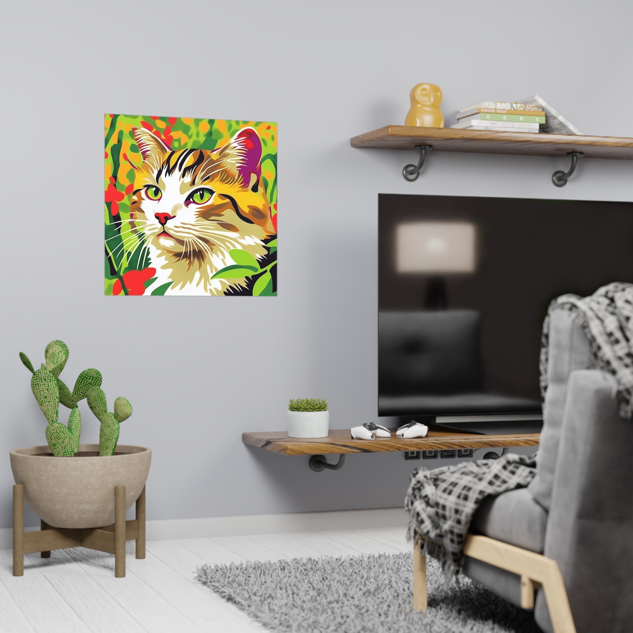 Striped Cat in Lush Savanna Poster Poster - Blululi