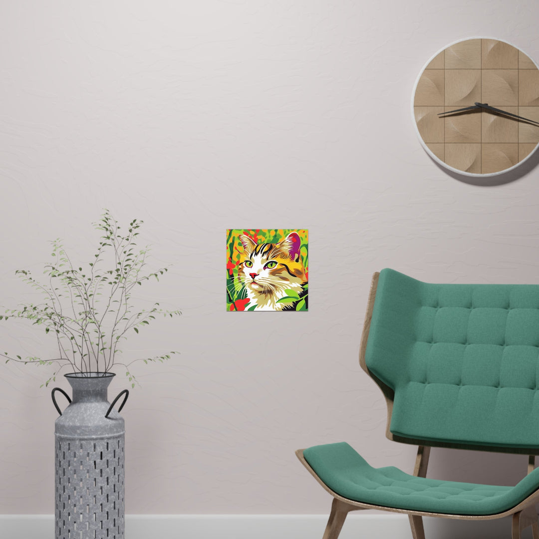 Striped Cat in Lush Savanna Poster Poster - Blululi