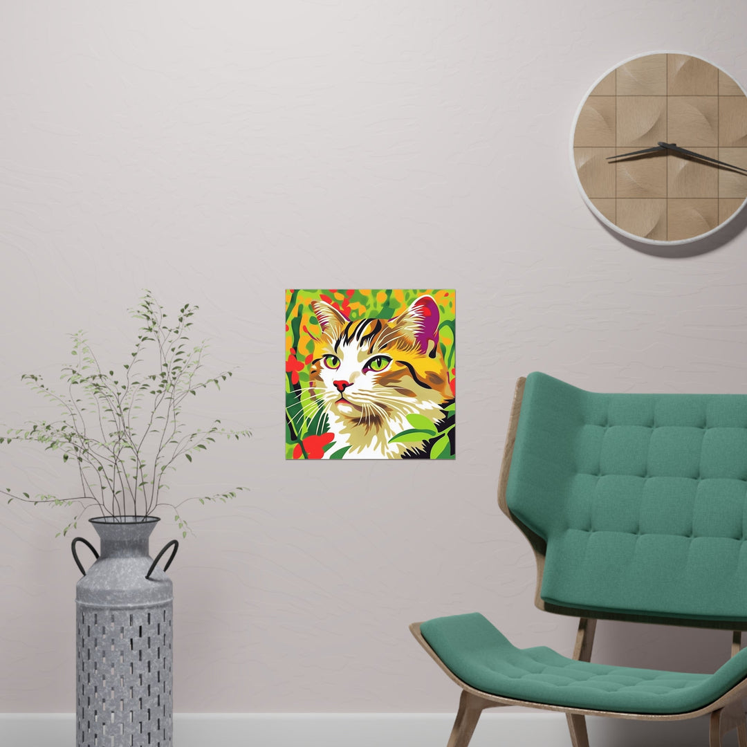 Striped Cat in Lush Savanna Poster Poster - Blululi