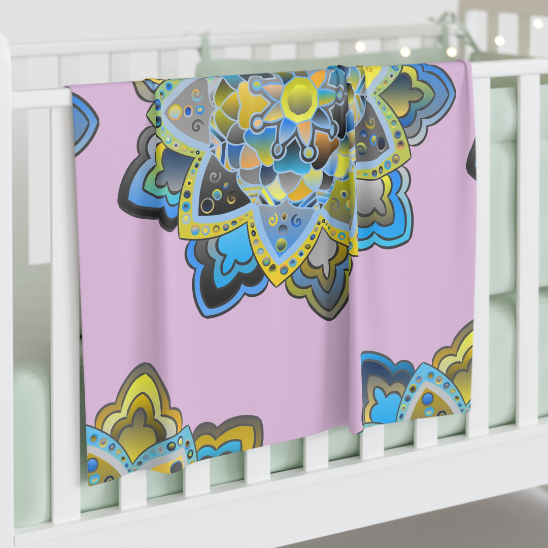 Swaddle Blanket - Hand Drawn Lilac Mandala Design Home Decor - Blululi