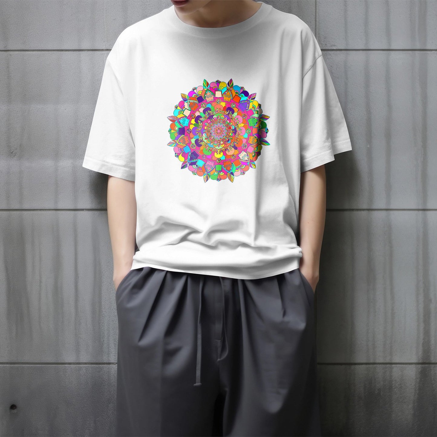 T-Shirt Oversize - Oversized Crewneck T-Shirt with Hand - Drawn Manda T-Shirt Oversize - Blululi