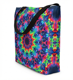Psychedelic Kaleidoscope Tote Bag in Electric Color Palette