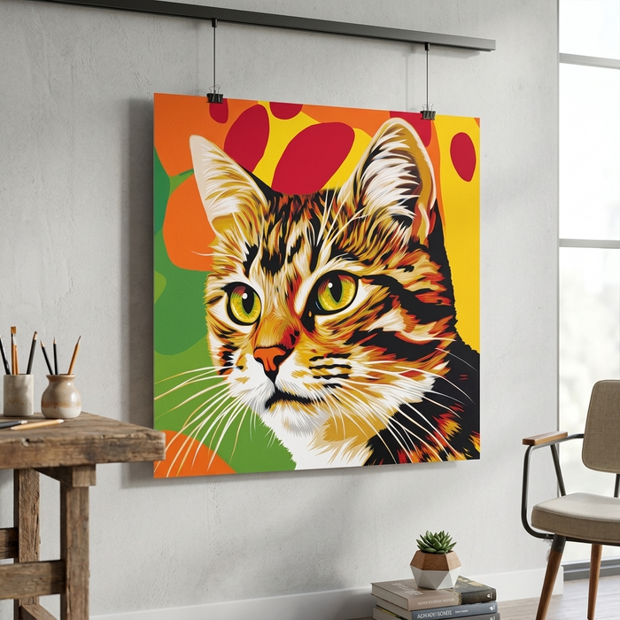 Colorful Pop Art Cat Poster — Rolled Wall Art for Cat Lovers