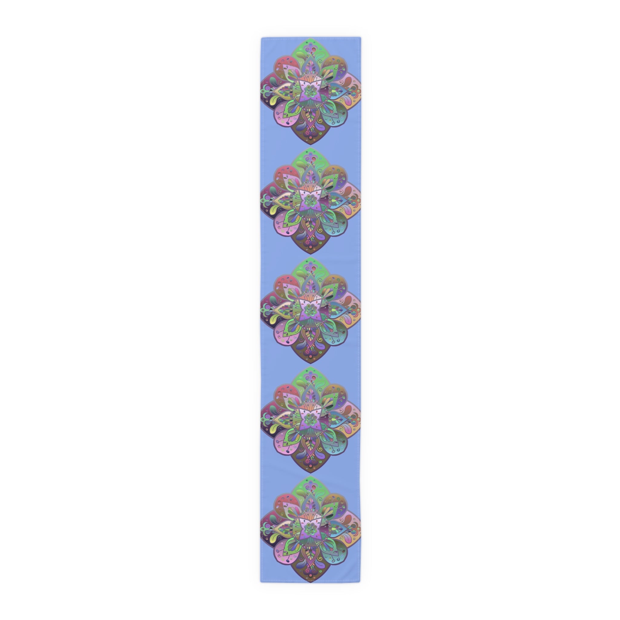 Table Runner with Mandala Art Drawn by Hand - Light Blue (Cotton, Poly) - Blululi