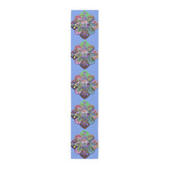 Table Runner with Mandala Art Drawn by Hand - Light Blue (Cotton, Poly) - Blululi