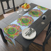 Table Runner with Mandala Art Drawn by Hand - Light Blue (Cotton, Poly) - Blululi