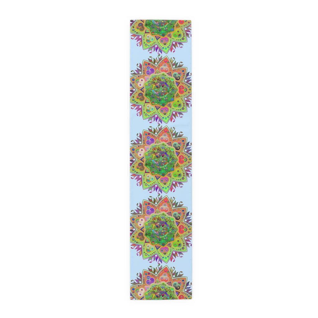 Table Runner with Mandala Art Drawn by Hand - Light Blue (Cotton, Poly) - Blululi