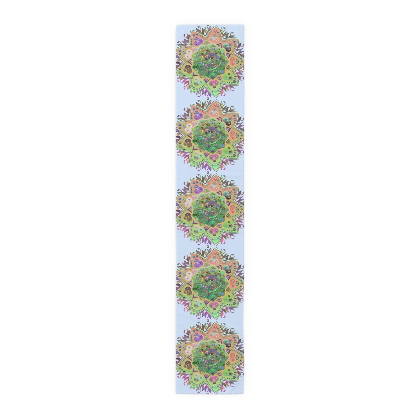 Table Runner with Mandala Art Drawn by Hand - Light Blue (Cotton, Poly) - Blululi