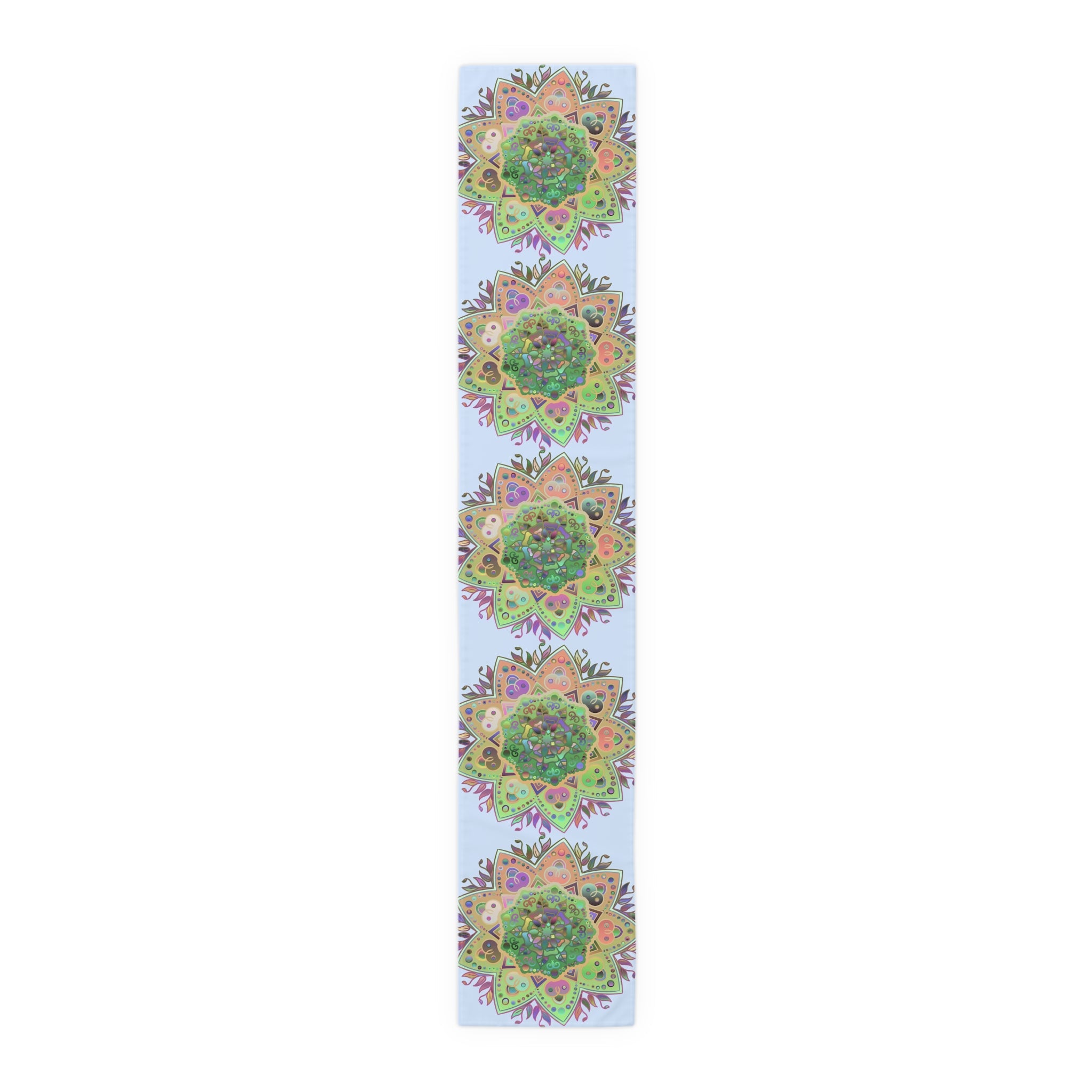 Table Runner with Mandala Art Drawn by Hand - Light Blue (Cotton, Poly) - Blululi