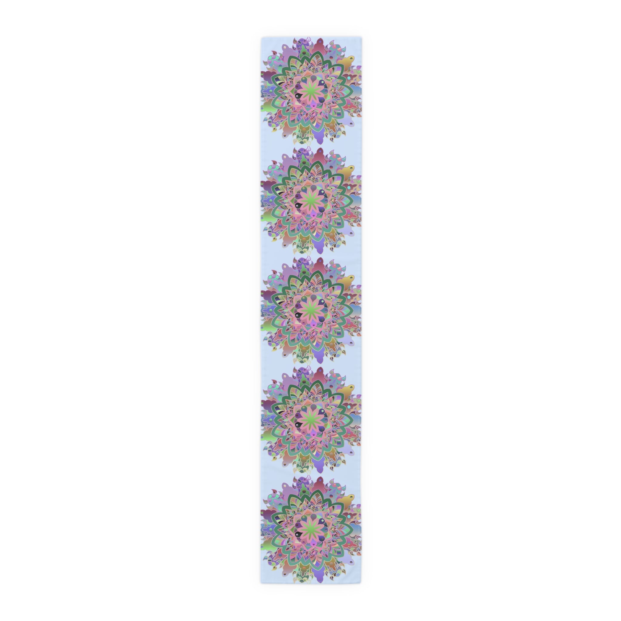 Table Runner with Mandala Art Drawn by Hand - Light Blue (Cotton, Poly) - Blululi