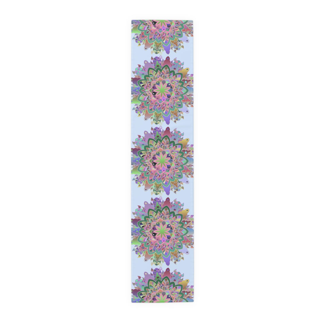 Table Runner with Mandala Art Drawn by Hand - Light Blue (Cotton, Poly) - Blululi