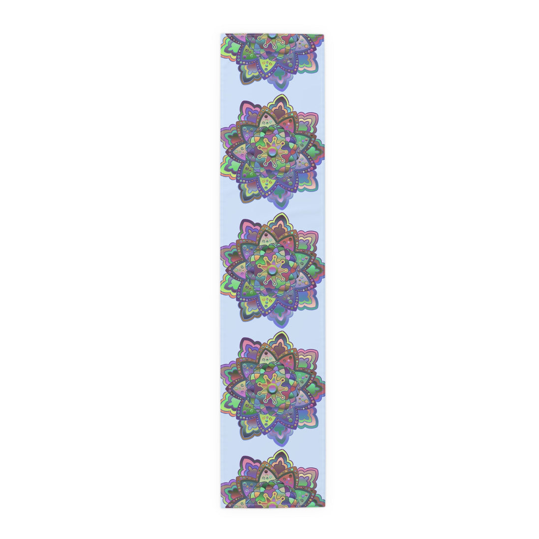 Table Runner with Mandala Art Drawn by Hand - Light Blue (Cotton, Poly) - Blululi