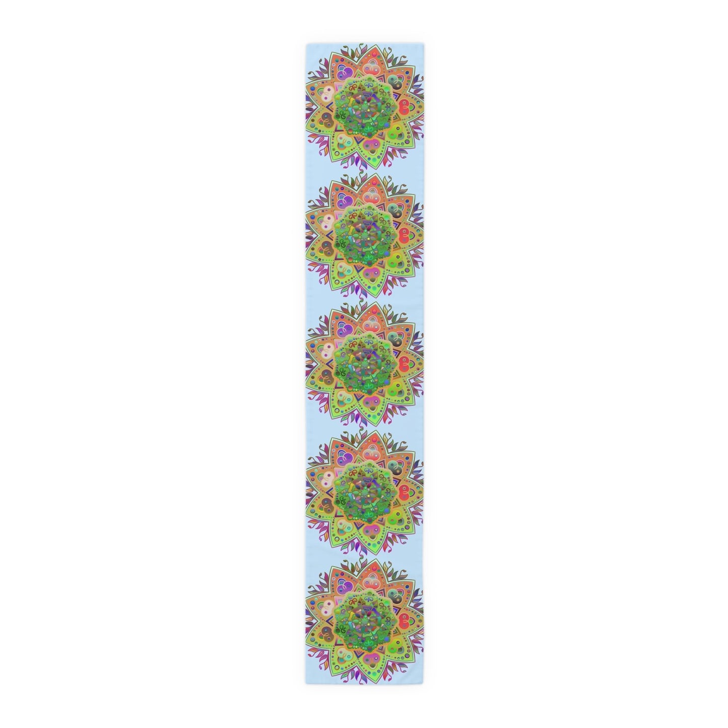 Table Runner with Mandala Art Drawn by Hand - Light Blue (Cotton, Poly) - Blululi