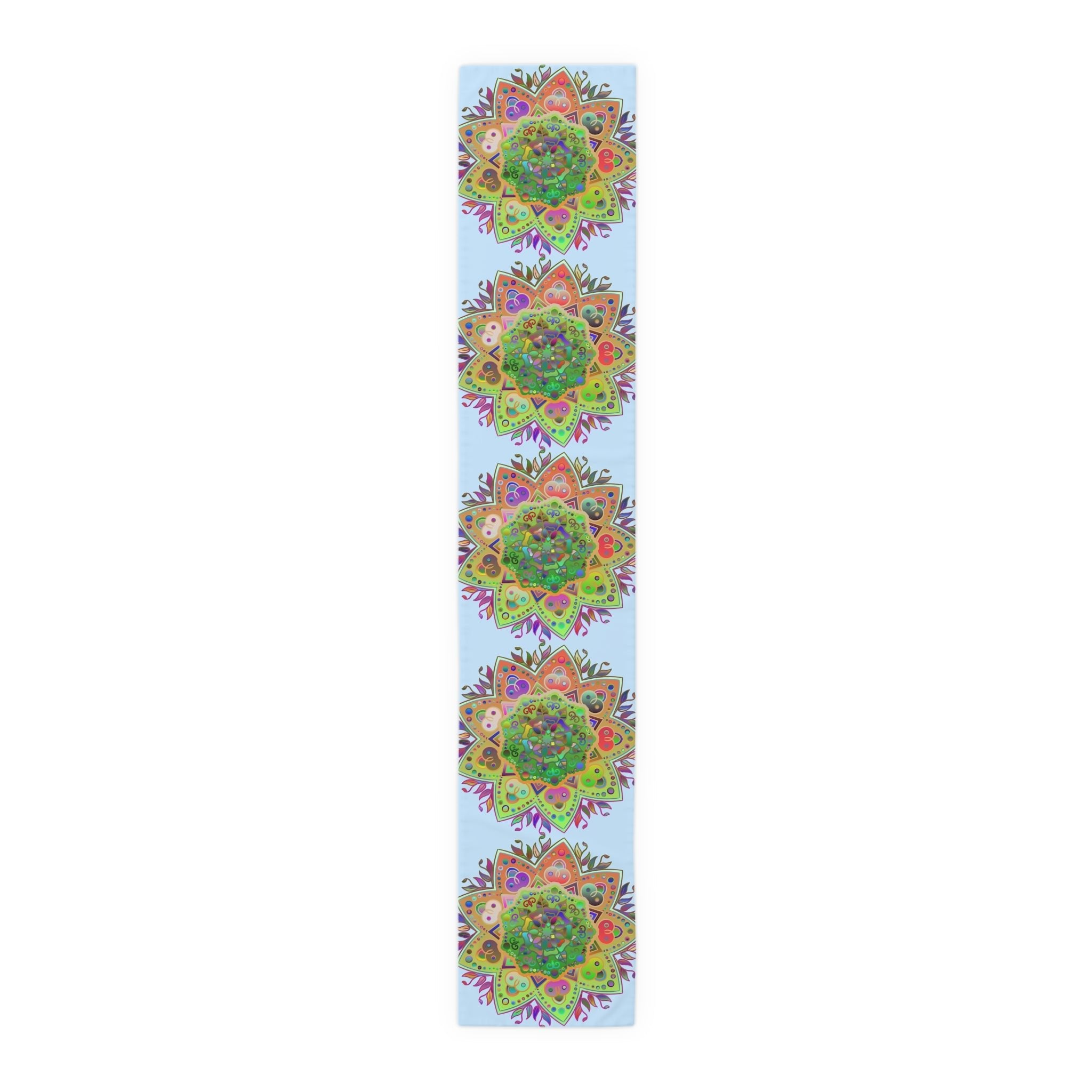 Table Runner with Mandala Art Drawn by Hand - Light Blue (Cotton, Poly) - Blululi