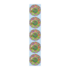 Table Runner with Mandala Art Drawn by Hand - Light Blue (Cotton, Poly) - Blululi