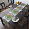 Table Runner with Mandala Art Drawn by Hand - Light Blue (Cotton, Poly) - Blululi