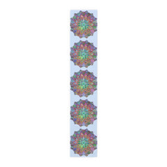 Table Runner with Mandala Art Drawn by Hand - Light Blue (Cotton, Poly) - Blululi