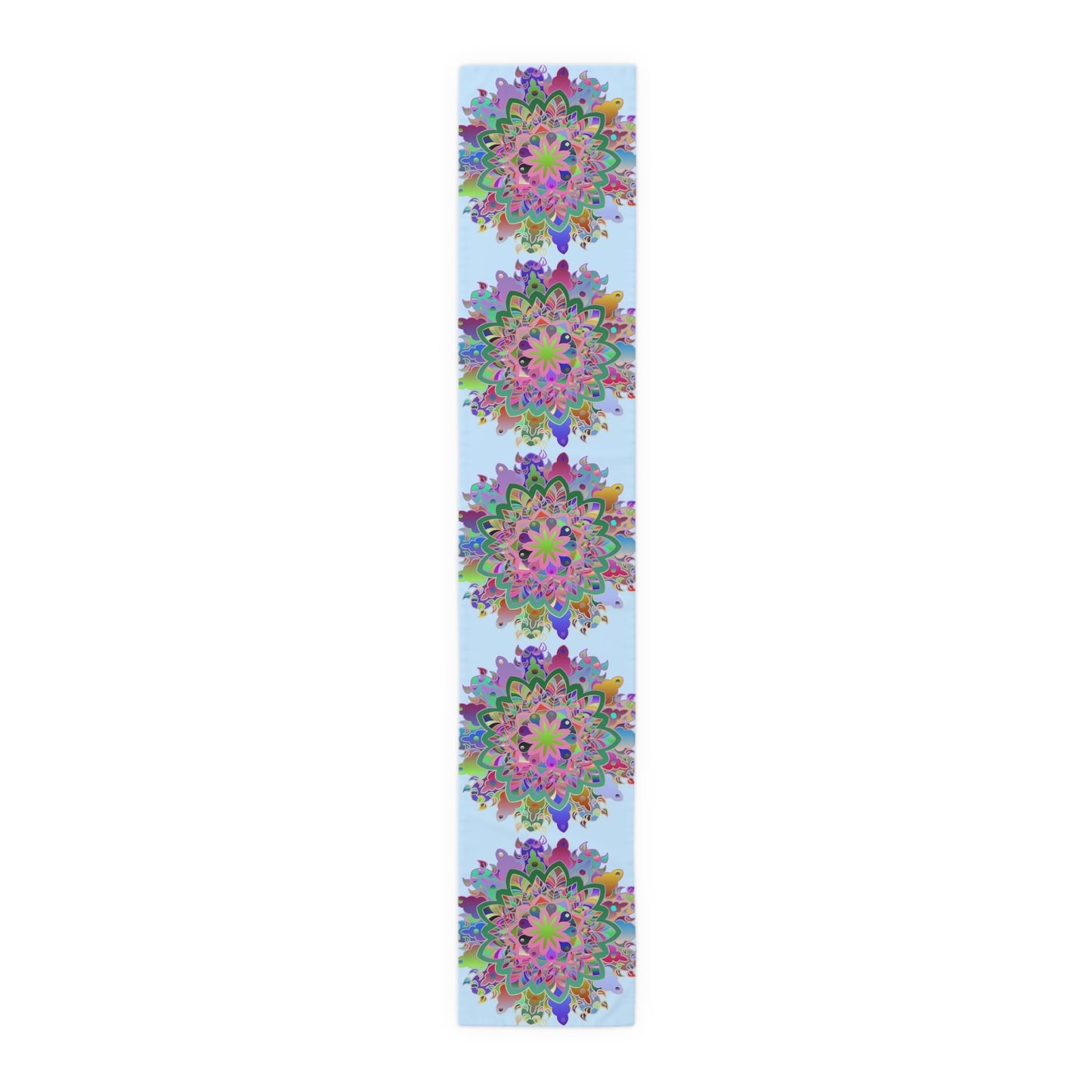 Table Runner with Mandala Art Drawn by Hand - Light Blue (Cotton, Poly) - Blululi