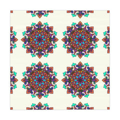 Tablecloth with Mandala Art Drawn by Hand, Ivory, Square - Blululi