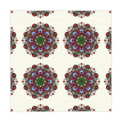 Tablecloth with Mandala Art Drawn by Hand, Ivory, Square - Blululi