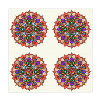 Tablecloth with Mandala Art Drawn by Hand, Ivory, Square - Blululi