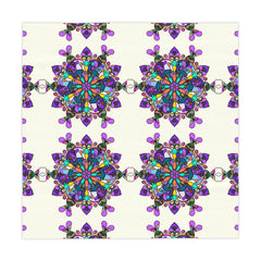 Tablecloth with Mandala Art Drawn by Hand, Ivory, Square - Blululi