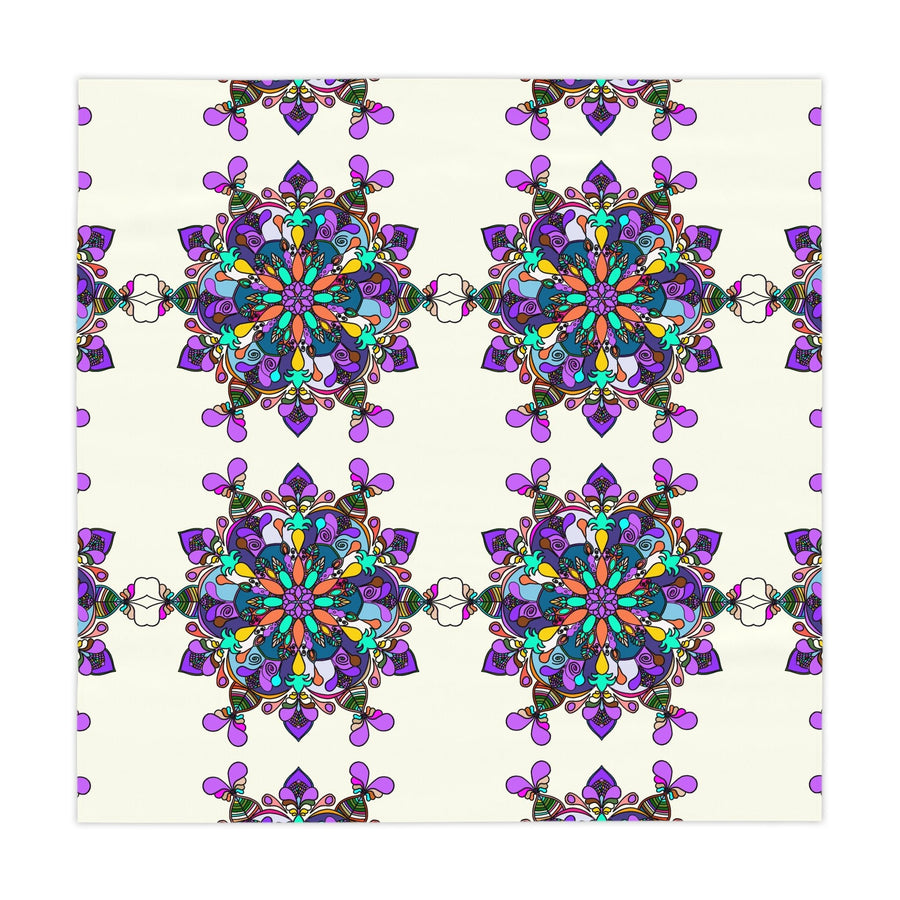 Tablecloth with Mandala Art Drawn by Hand, Ivory, Square - Blululi