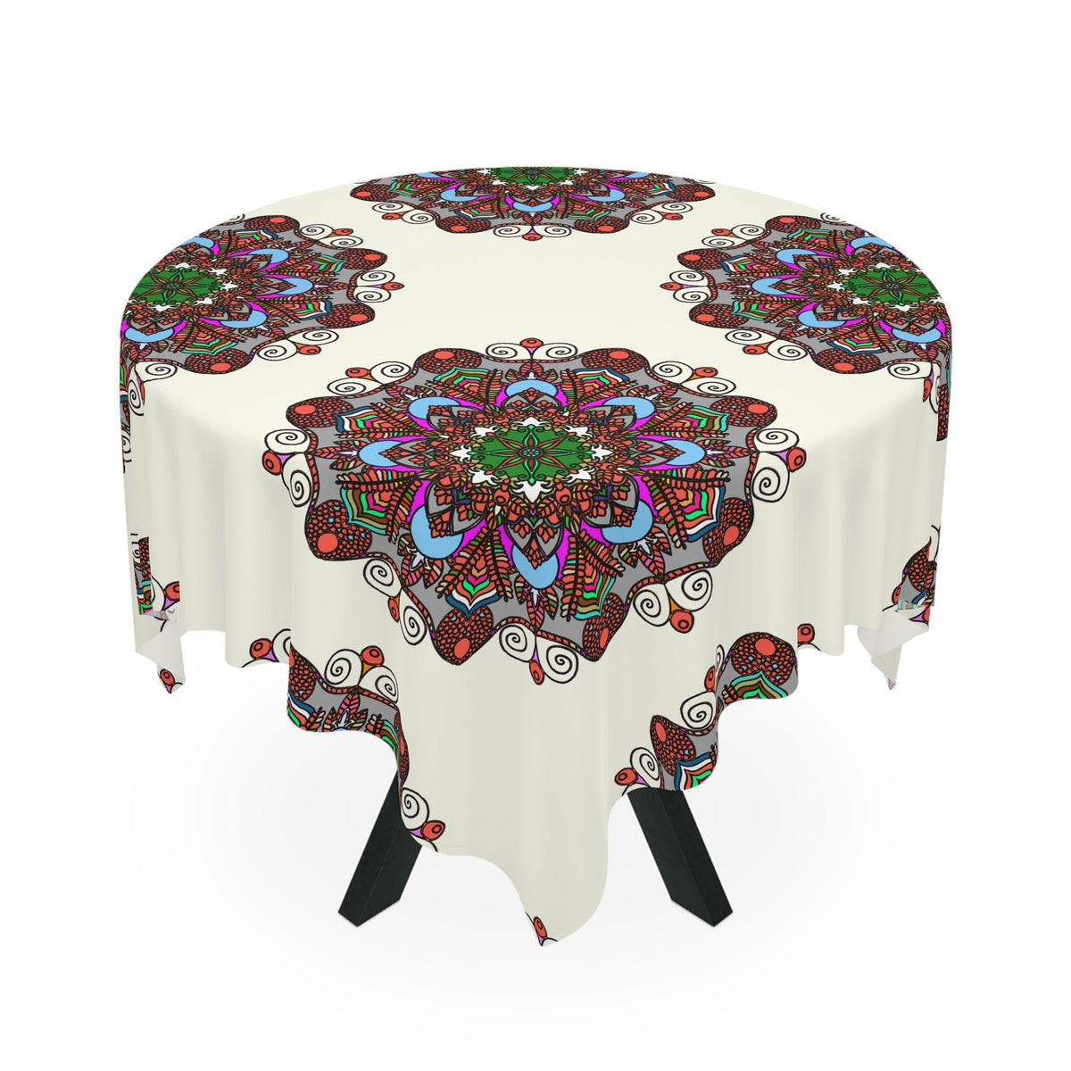 Handmade Mandala Art Ivory Tablecloth Square | best mandala art ...