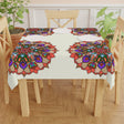 Tablecloth with Mandala Art Drawn by Hand, Ivory, Square - Blululi
