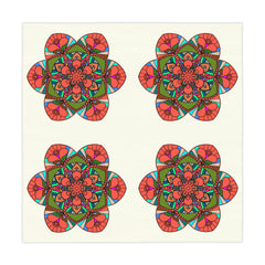 Tablecloth with Mandala Art Drawn by Hand, Ivory, Square - Blululi