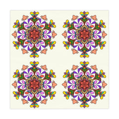 Tablecloth with Mandala Art Drawn by Hand, Ivory, Square - Blululi